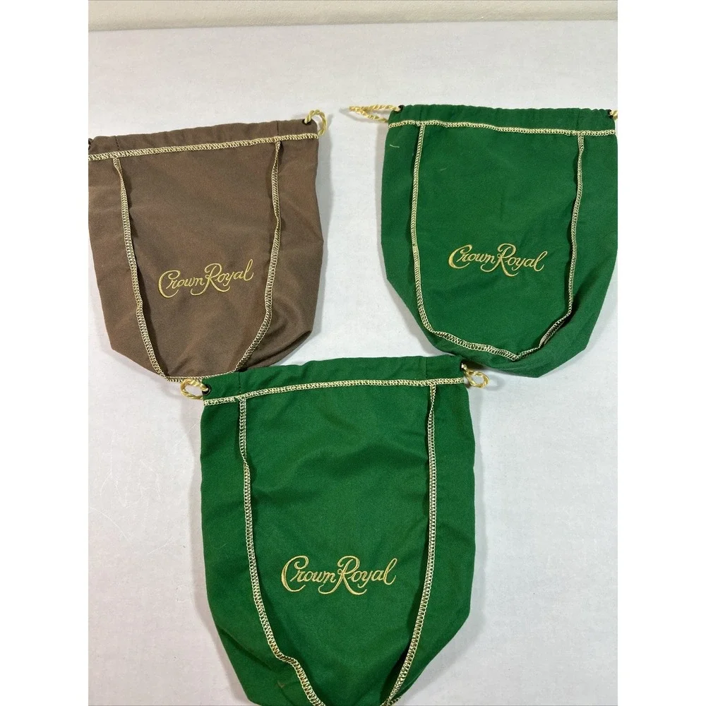 Lot 5 Crown Royal Bottle‎ Bags Green Taupe Purple Peach Crafts Recycle